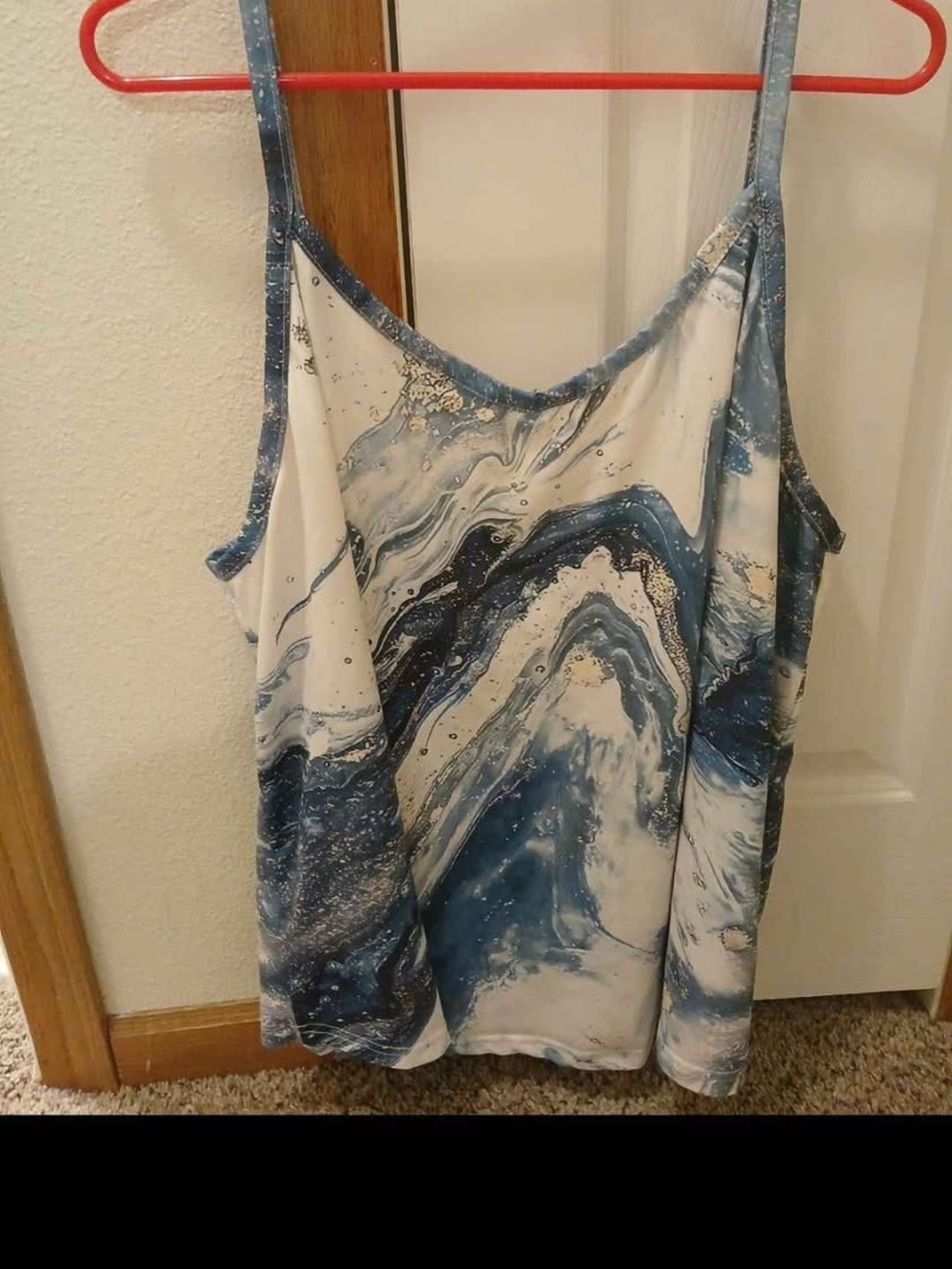 Blue Marble Print Spaghetti Strap Tank Top